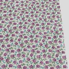 Vtg Calico Scrap Pack Floral Purple Aqua Lavender Lightweight Cotton Blend Quilt