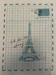 Mail Postcards Letters Panels Canvas Cotton Paris France French Eiffel Tower OOP