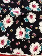 Cranston Print Works Schwartz Liebman Fabric Bright Floral Black Cotton 3.7yards