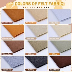 12 Rolls 8″X35″ 1.4Mm Thick Soft Felt Fabric Sheet 12 Assorted Brown Series Colo
