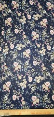 Navy Blue floral Printed spandex stretchable Fabric wrinkle-Free 60” W Sold BTY