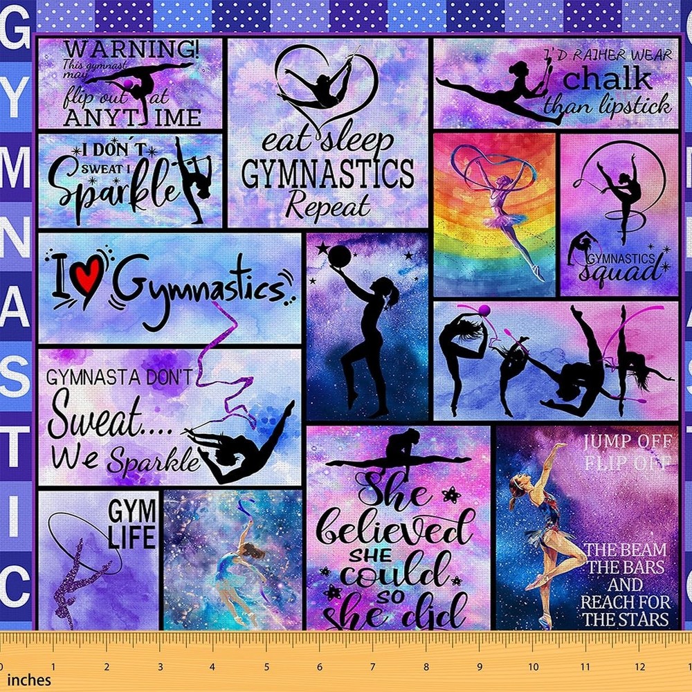 Gymnastics Fabric by The Yard,Soft Polyester,Gymnastics Lovers Home DIY Fabri…