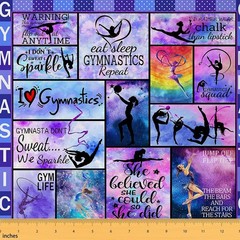 Gymnastics Fabric by The Yard,Soft Polyester,Gymnastics Lovers Home DIY Fabri…