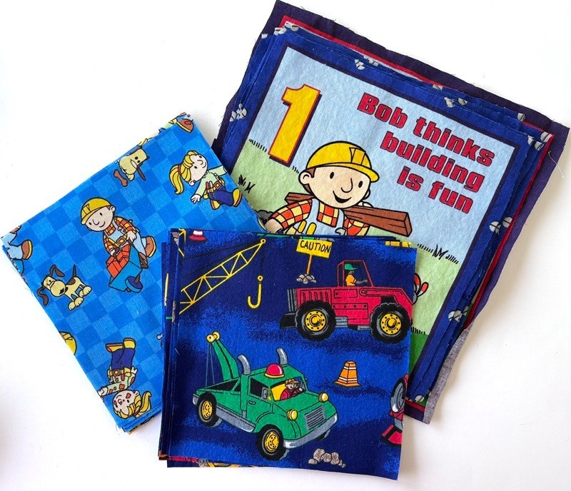 Fabric Squares – Bob the Builder and Construction 6.5 x 6.5 and Strips 54″ x 5″