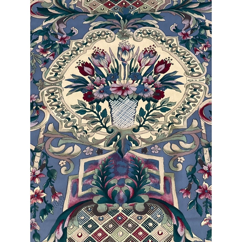 Vtg Margin Designs Upholstery Fabric Floral Vibrant Purple Lavender Chintz BTY