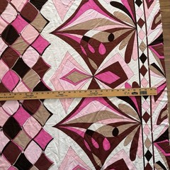 Vintage Pink Groovy Silky Polyester Apparel Fabric Harlequin Border Print 58″x40