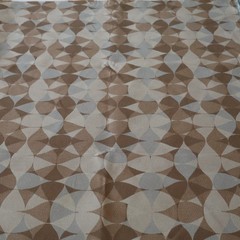 Vtg MCM Upholstery Fabric, Atomic Organic Shapes Circles, Tan, Gray 1.4 yd