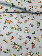 MMFab Blue Floral Butterfly Print Cotton Quilting Sewing Fabric 44″ X 5.1yds