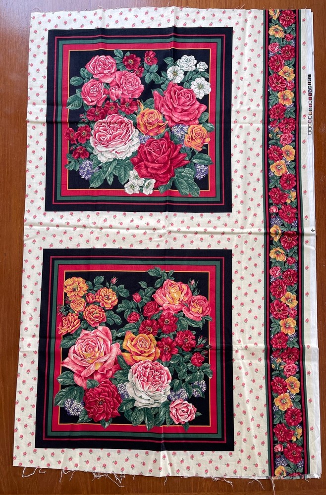 Cranston Print Works VIP Framed Roses with Floral Border 1 yd