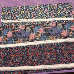 3 Cotton Lawn Half Yard Fabric Liberty of London Floral Print Blue Pink