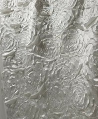 Laser Cut Glossy Sheen Ivory Satin Rosette Embroidery On Mesh Fabric By The Yard