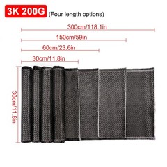 40″ – 118″ Real Carbon Fiber Fabric Cloth Roll 3k 200gsm 2×2 Twill Weave Black