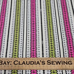 Wool Ewe BTY Ink & Arrow Sweater Stripe Pink Green Black White