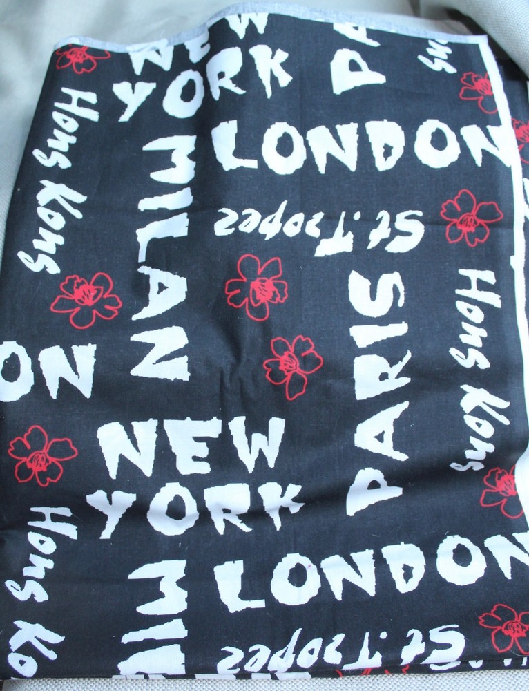 FABRIC PIECE SUE & SAM, 62×77.5 CITIES, PARIS, NEW YORK, HONG KONG, LONDON