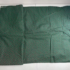Green Cotton Fabric w/ Tiny Red Hearts & Leaves Calico Pattern — 3 Yards + 20″