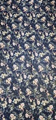 Navy Blue floral Printed spandex stretchable Fabric wrinkle-Free 60” W Sold BTY