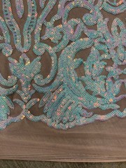 Phoebe IRIDESCENT WHITE Sequins on NUDE Mesh Lace Fabric by the Yard – 10062