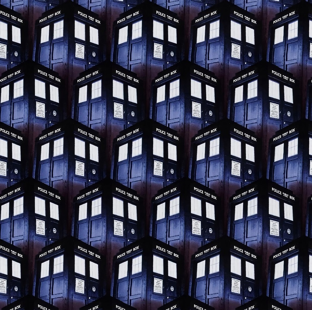 Doctor Who Police Box Custom Cotton Fabric, 57-58″ Width