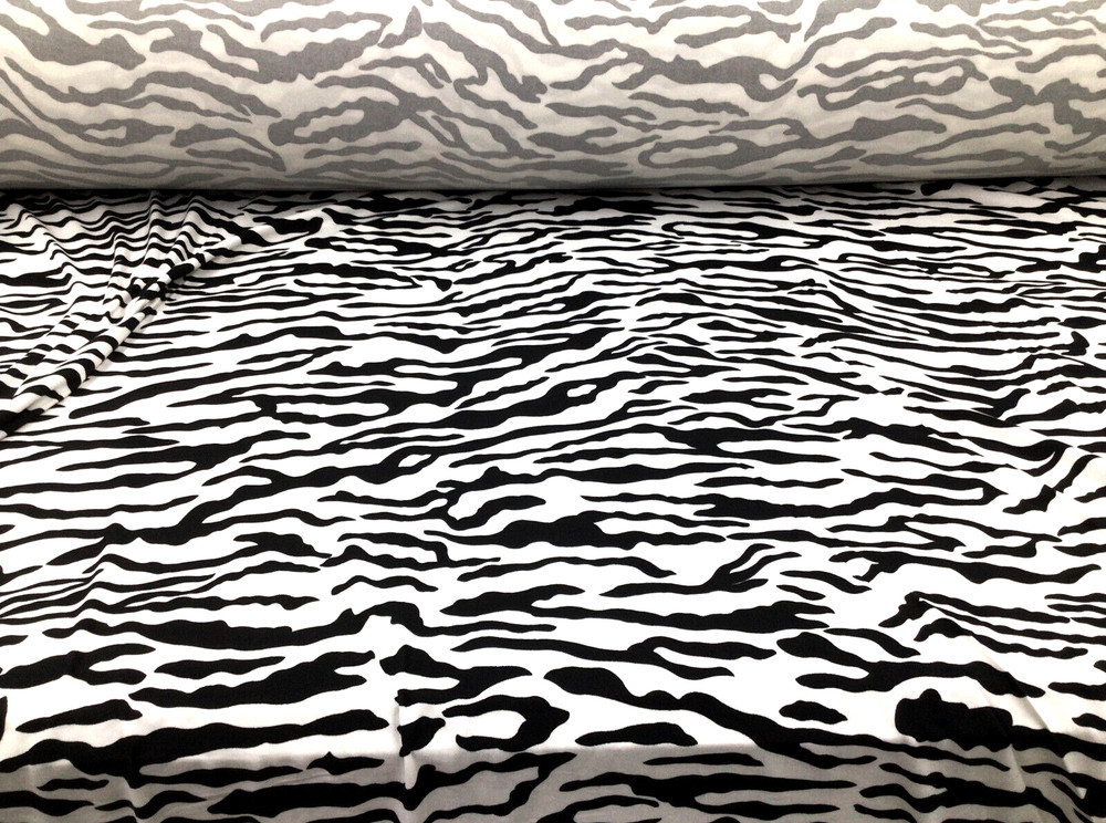Double Brushed DTY Spandex Stretch Apparel Fabric Black White Zebra L211