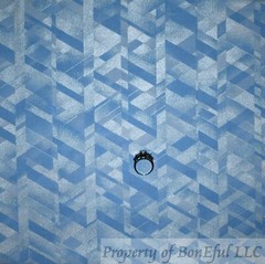 BonEful Fabric FQ Cotton Quilt Blue White Tone Prism Silver Metallic Magic Print