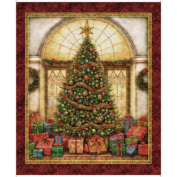 Christmas Tree Fabric 36″ X44″ Panel Wonderful Christmastime Presents QT Cotton