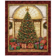 Christmas Tree Fabric 36″ X44″ Panel Wonderful Christmastime Presents QT Cotton