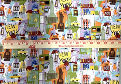 Green Blue Yellow Orange New York City Theme Cotton Fabric BTHY #56