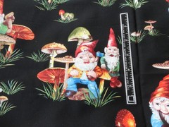 2 half yd fabric pieces OOP unique Michael Miller gnomes traveler and mushrooms
