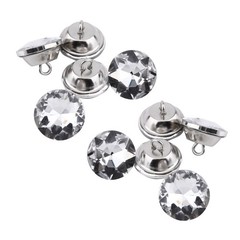 Diamante Silver Rhinestone Crystal Round Buttons Sewing Craft (20mm) CHU