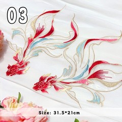 Chinese Style Goldfish Embroidered Patches Cheongsam Qipao DIY Patches Applique