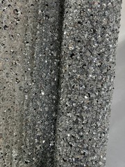 Exclusive Silver Beaded & Sequined Embroidered/Sequin Lace Fabric by the yrds