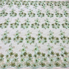 3D Floral Lace Fabric – Luxury Embroidered Bridal Mesh Material VT-36 by Yard