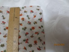 54 x 52″ Vintage 1970s T-shirt 1 way stretch cotton fabric orange gray flowers