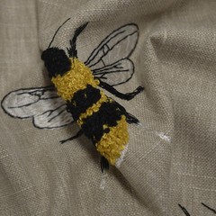 Busy Bee Linen Embroidered Whimsical Bug Swavelle Mill Creek Fabric