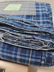Multi-Tone BLUE & White Plaid Woven Cotton Quilting Sewing Fabric 42″ X 3.7yds