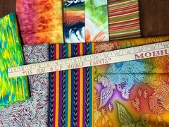 Lot 8 Fabric All Different Assorted Size Pieces Watercolor Colorful Tie Dye