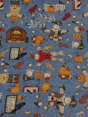 1 Yd X 44 Cranston Leslie Beck Fall Cotton Fabric Pumpkin Scarecrow Barns
