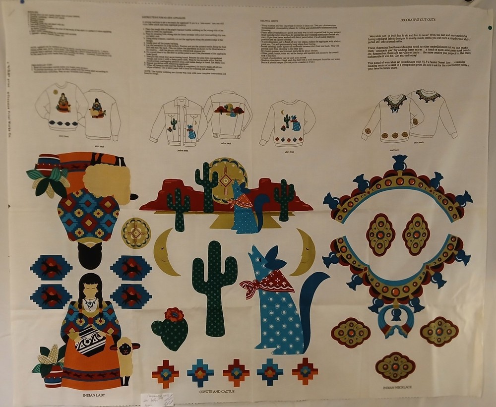 Southwest style CUT AND SEW Wearable Art Fabric APPLIQUE PANEL VIP Cranston