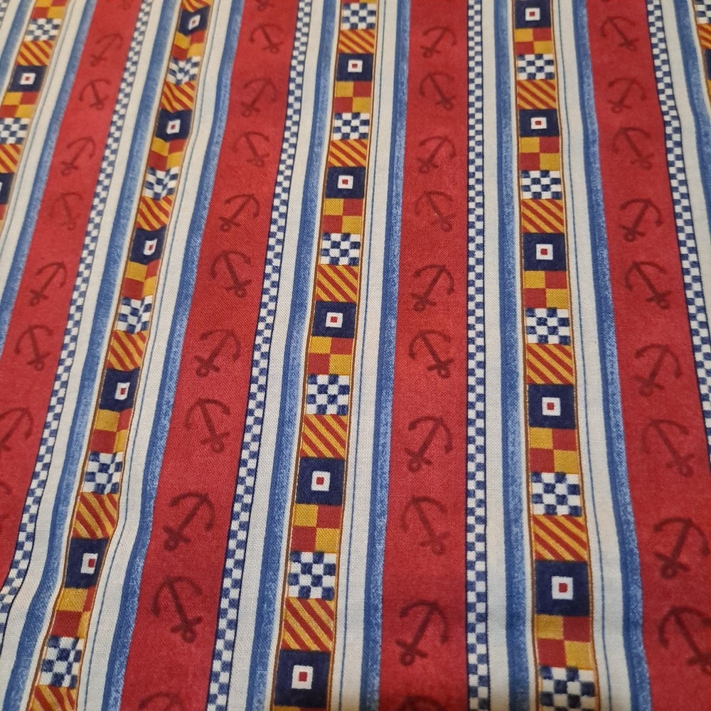 Nautical Tall Ships Cotton Fabric 36″ X 41″ South Seas Imports Sailing Flags