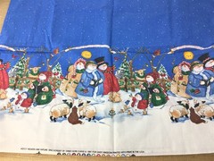 Christmas Holiday Fabric Cotton 44in W X 1-1/2yd Whimsical Snowman Panel Pattern
