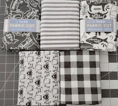 NEW! 5-1 Yd Cuts Farmhouse Cotton Quilting Fabrics Charcoal Gray/White