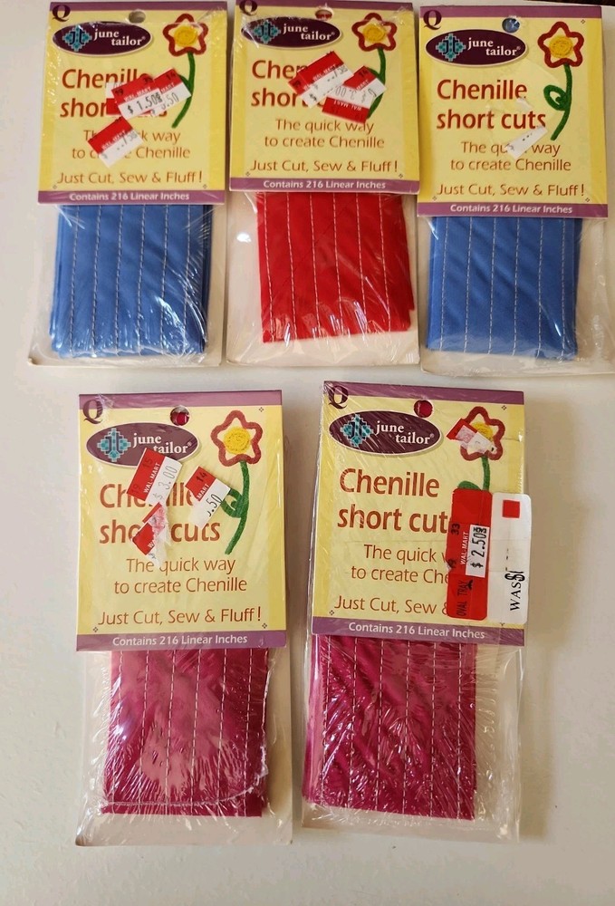 Lot of 5 June Tailor Chenille Short Cuts 216 Linear Inches Each 3 Colors New