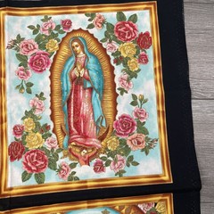Metallic Our Lady of Guadalupe 100% COTTON fabric panel 24 x 44 Inner Faith