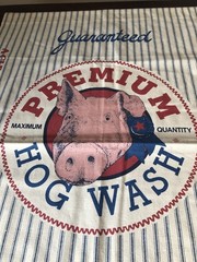Farmhouse Primitive Pig Fabric Panels Feed Sack Hog Wash Ticking Stripe Pair