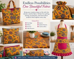 Elizabeth Studio Tucson Orange Hummingbird Flower Quilt Fabric by the Yard
