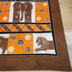 Quilting Craft Fabric Batik Cotton Panel African Animal Safari Themed 82″x60″