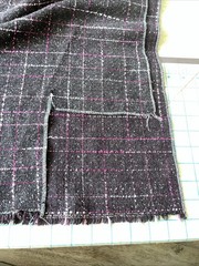 Tweed Boucle Wool Blend Fabric, Plum, Purple, Charcoal, Windowpane,vintage