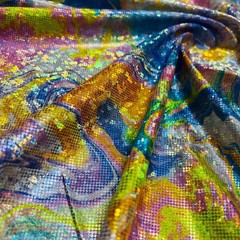 Abstract Metallic Colored Waves Broken Spandex Fabric Stretch by yard Swimwear