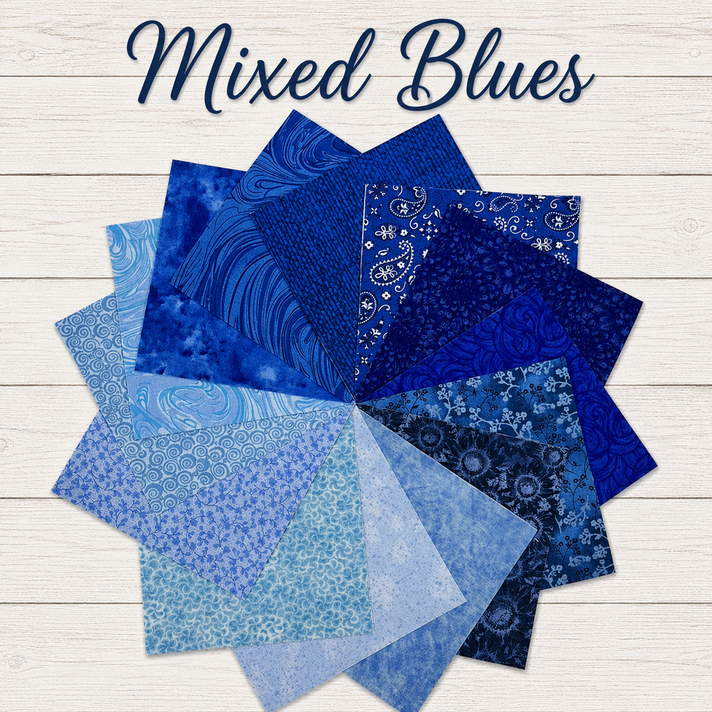 Mixed Blues ~ 42 5″ Squares ~ Color Charm Pack