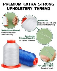 FIVEIZERO Extra Strong Upholstery Thread,White 1000 Meters Bonded Nylon Threa…